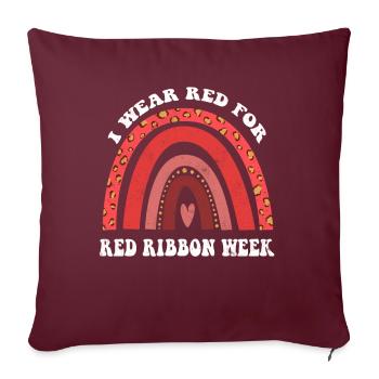 Semaine du ruban arc-en-ciel Octobre Je porte du rouge - Housse de coussin décorative 45 x 45 cm - bordeaux - Devant