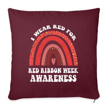 Semaine du ruban arc-en-ciel Octobre Je porte une conscience rouge - Housse de coussin décorative 45 x 45 cm - bordeaux - Devant