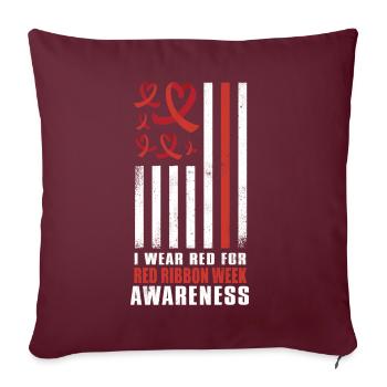 Red Flag Ribbon Heart Week I Wear Red Awareness - Sofakissenbezug 45 x 45 cm - Burgunderrot - Vorne