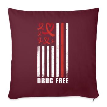 Ruban Rouge Semaine du Cœur Pilule Sensibilisation Rouge - Housse de coussin décorative 45 x 45 cm - bordeaux - Devant