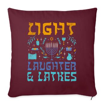 Light Latkes Juif Noël Juif Hanoukka Modèle - Housse de coussin décorative 45 x 45 cm - bordeaux - Devant