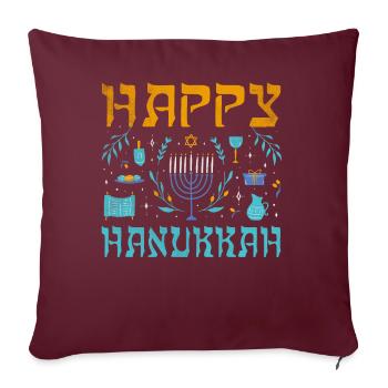 Noël juif Joyeux Hanoukka Modèle - Housse de coussin décorative 45 x 45 cm - bordeaux - Devant