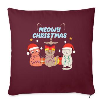 Père Noël Décembre Joyeux miaou Noël - Housse de coussin décorative 45 x 45 cm - bordeaux - Devant