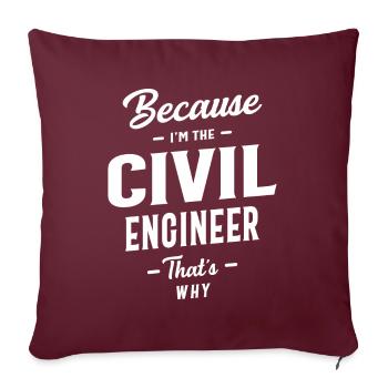 Titre du poste d’ingénieur civil Profession - Housse de coussin décorative 45 x 45 cm - bordeaux - Devant
