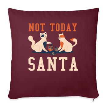 Pas les chats du Père Noël juif juif de Noël Hanoukka - Housse de coussin décorative 45 x 45 cm - bordeaux - Devant
