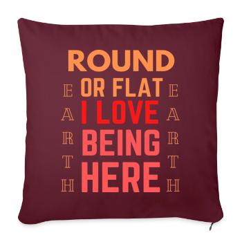 Drôle de citation Terre plate - Housse de coussin décorative 45 x 45 cm - bordeaux - Devant