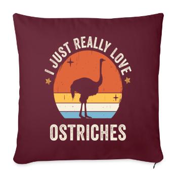 I Just Really Love Ostriches Retro Vintage Sunset - Sofakissenbezug 45 x 45 cm - Burgunderrot - Vorne