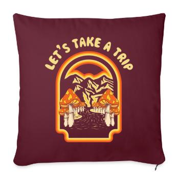 Faisons un voyage Champignons Goblincore Vintage - Housse de coussin décorative 45 x 45 cm - bordeaux - Devant