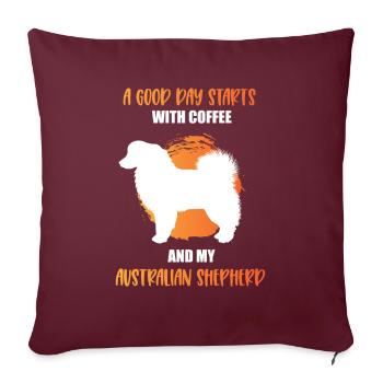 Cadeau de berger australien - Housse de coussin décorative 45 x 45 cm - bordeaux - Devant