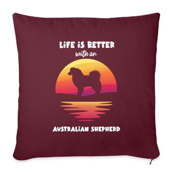 Cadeau de berger australien - Housse de coussin décorative 45 x 45 cm - bordeaux - Devant