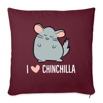 Chinchilla - J’adore le chinchilla - Housse de coussin décorative 45 x 45 cm - bordeaux - Devant