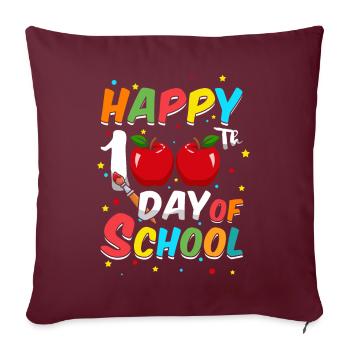 Étudiant heureux 100e jour 100 jours d’école - Housse de coussin décorative 45 x 45 cm - bordeaux - Devant