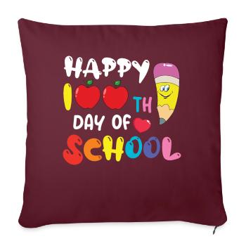 Mignon étudiant heureux 100e jour 100 jours d’école - Housse de coussin décorative 45 x 45 cm - bordeaux - Devant