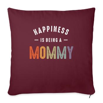 Le bonheur, c’est d’être maman - Mère - Housse de coussin décorative 45 x 45 cm - bordeaux - Devant