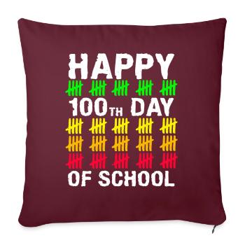 Bâton Etudiant 100ème Jour Heureux 100 Jours D’école - Housse de coussin décorative 45 x 45 cm - bordeaux - Devant