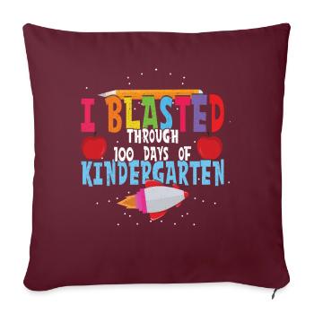 Navire du 100e jour dynamité Heureux 100 jours d’école - Housse de coussin décorative 45 x 45 cm - bordeaux - Devant