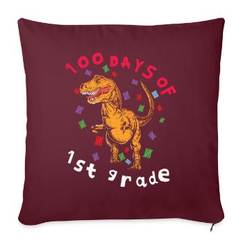 1. Klasse 100. Tag Dinosaurier 100 Tage Schule - Sofakissenbezug 45 x 45 cm - Burgunderrot - Vorne