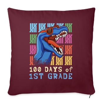 Roar 1. Klasse 100. Dinosaurier 100 Tage Schule - Sofakissenbezug 45 x 45 cm - Burgunderrot - Vorne
