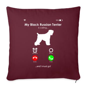 Terrier russe noir - Housse de coussin décorative 45 x 45 cm - bordeaux - Devant