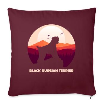 Terrier russe noir - Housse de coussin décorative 45 x 45 cm - bordeaux - Devant