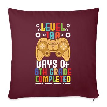 100. Tag abgeschlossen Gamer 6. Klasse Schultage - Sofakissenbezug 45 x 45 cm - Burgunderrot - Vorne