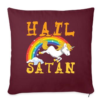 Hail Satan Licorne Arc-en-ciel Metal Musique Amateur de Rock - Housse de coussin décorative 45 x 45 cm - bordeaux - Devant