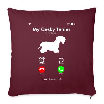Cesky Terrier Hund - Cesky Terrier - Sofakissenbezug 45 x 45 cm - Burgunderrot - Vorne