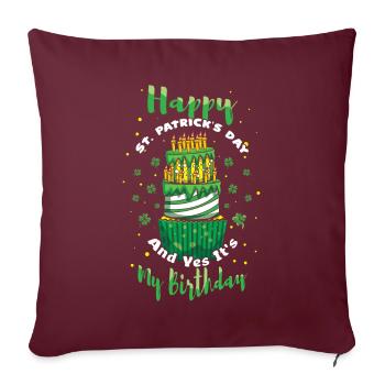 Oui Mon gâteau de naissance Trèfle Saint Patrick Fête - Housse de coussin décorative 45 x 45 cm - bordeaux - Devant