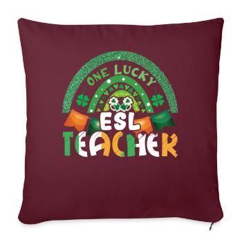 Saint Patrick Day Rainbow Clover Lucky Teacher - Housse de coussin décorative 45 x 45 cm - bordeaux - Devant