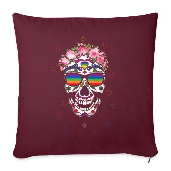 Rainbow Dia De Los Muertos LGBTQ Pride Mois - Housse de coussin décorative 45 x 45 cm - bordeaux - Devant