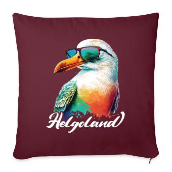 Helgoland Urlaub coole bunte Möwe mit Sonnenbrille - Sofakissenbezug 45 x 45 cm - Burgunderrot - Vorne