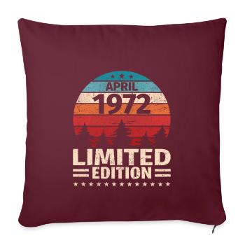 51ème anniversaire Avril Millésime 1972 Millésime - Housse de coussin décorative 45 x 45 cm - bordeaux - Devant