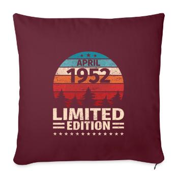 71ème anniversaire Avril Millésime 1952 Millésime - Housse de coussin décorative 45 x 45 cm - bordeaux - Devant