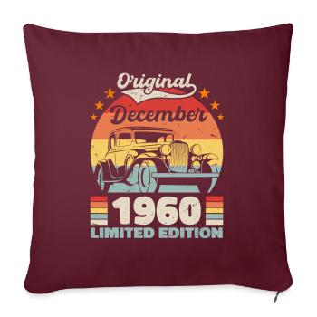 Décembre 1960 Cadeau d’anniversaire Décembre 1960 - Housse de coussin décorative 45 x 45 cm - bordeaux - Devant
