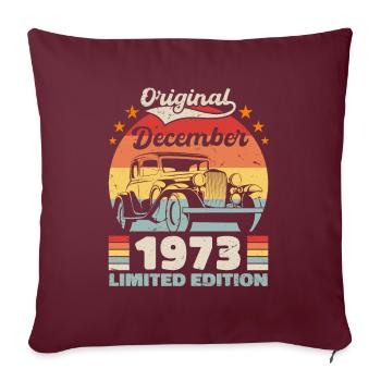 Décembre 1973 Cadeau d’anniversaire Décembre 1973 - Housse de coussin décorative 45 x 45 cm - bordeaux - Devant
