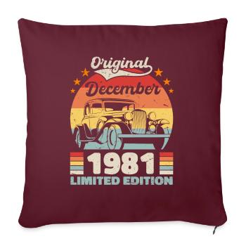 Décembre 1981 Cadeau d’anniversaire Décembre 1981 - Housse de coussin décorative 45 x 45 cm - bordeaux - Devant