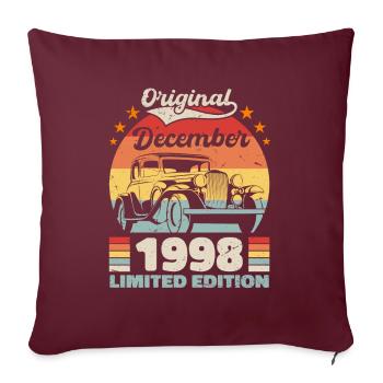 Décembre 1998 Cadeau d’anniversaire Décembre 1998 - Housse de coussin décorative 45 x 45 cm - bordeaux - Devant