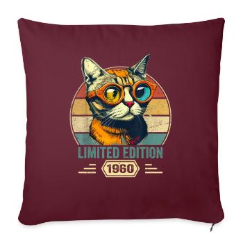 Génial depuis 1960 Cadeau d’anniversaire de chat - Housse de coussin décorative 45 x 45 cm - bordeaux - Devant