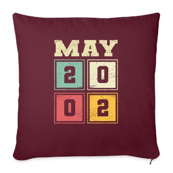 21ème anniversaire Mai Millésime 2002 Millésime - Housse de coussin décorative 45 x 45 cm - bordeaux - Devant