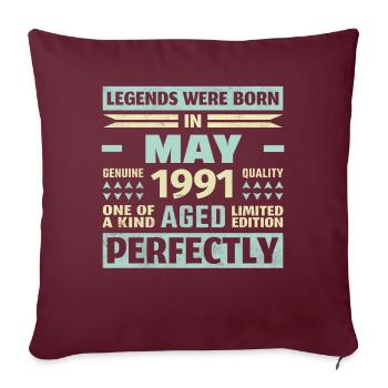 32ème Anniversaire Mai Millésime 1991 Millésime - Housse de coussin décorative 45 x 45 cm - bordeaux - Devant