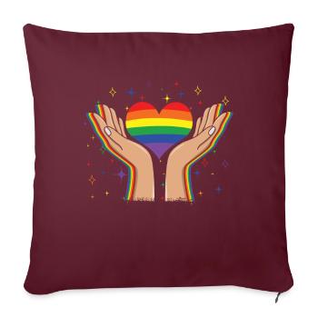 Heart Love Gay LGBTQ Arc-en-ciel Mois de la fierté LGBT - Housse de coussin décorative 45 x 45 cm - bordeaux - Devant