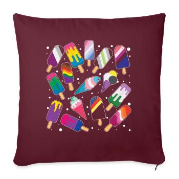 Popsicle Gay LGBTQ Arc-en-ciel Mois de la fierté LGBT - Housse de coussin décorative 45 x 45 cm - bordeaux - Devant