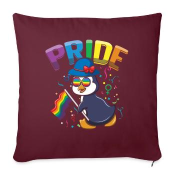 Penguin Lover Gay LGBTQ Arc-en-ciel Mois de la fierté LGBT - Housse de coussin décorative 45 x 45 cm - bordeaux - Devant