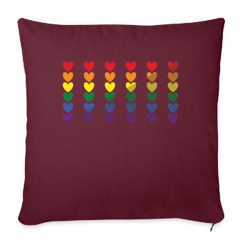 Cœurs colorés Gay LGBTQ Arc-en-ciel Mois de la fierté LGBT - Housse de coussin décorative 45 x 45 cm - bordeaux - Devant