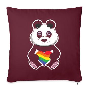 Mignon Panda Bear Gay LGBTQ Arc-en-ciel LGBT Pride Mois - Housse de coussin décorative 45 x 45 cm - bordeaux - Devant