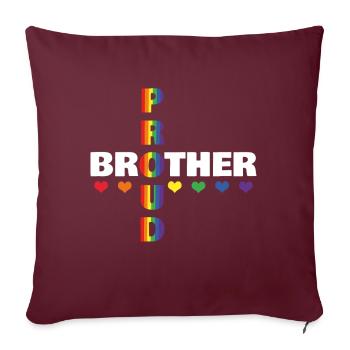 Fier frère Gay LGBTQ Arc-en-ciel Mois de la fierté LGBT - Housse de coussin décorative 45 x 45 cm - bordeaux - Devant