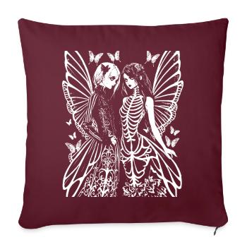 Fairycore Esthétique Squelette Fée Goth Gothique G - Housse de coussin décorative 45 x 45 cm - bordeaux - Devant