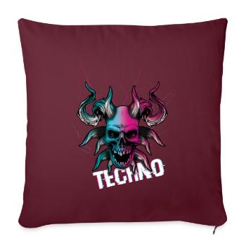 Skull Devil Raver Rave Hard Techno Dark Tekno - Housse de coussin décorative 45 x 45 cm - bordeaux - Devant