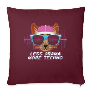 Plus tekno DJ Raver Rave Hard Techno Dark Tekno - Housse de coussin décorative 45 x 45 cm - bordeaux - Devant