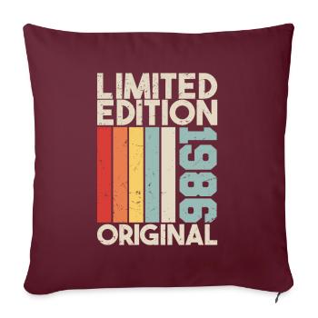 1986 - Cadeau d’anniversaire en édition limitée 1986 Original - Housse de coussin décorative 45 x 45 cm - bordeaux - Devant